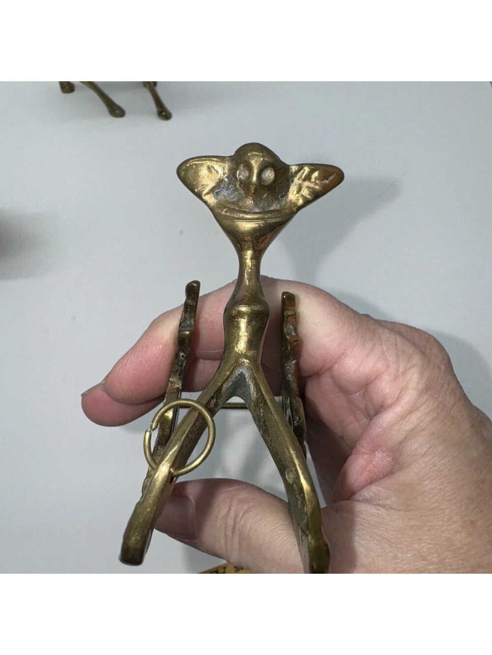 Midcentury Heavy Brass Reindeer And Sleigh long Christmas centerpiece decor